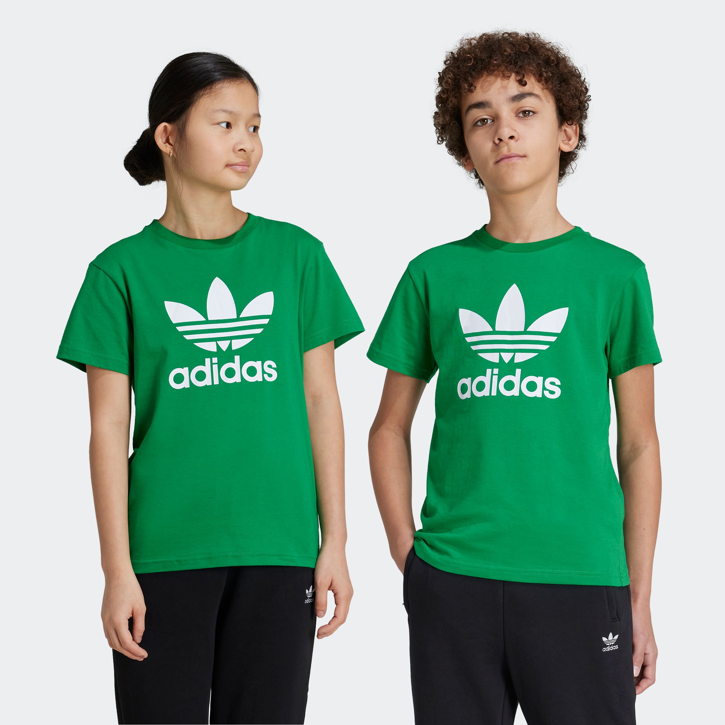 T-Shirt ADIDAS ORIGINALS "TREFOIL TEE", Kinder, Gr. 158, grün, Obermaterial: 100% Baumwolle, Rundhals, Shirts Image