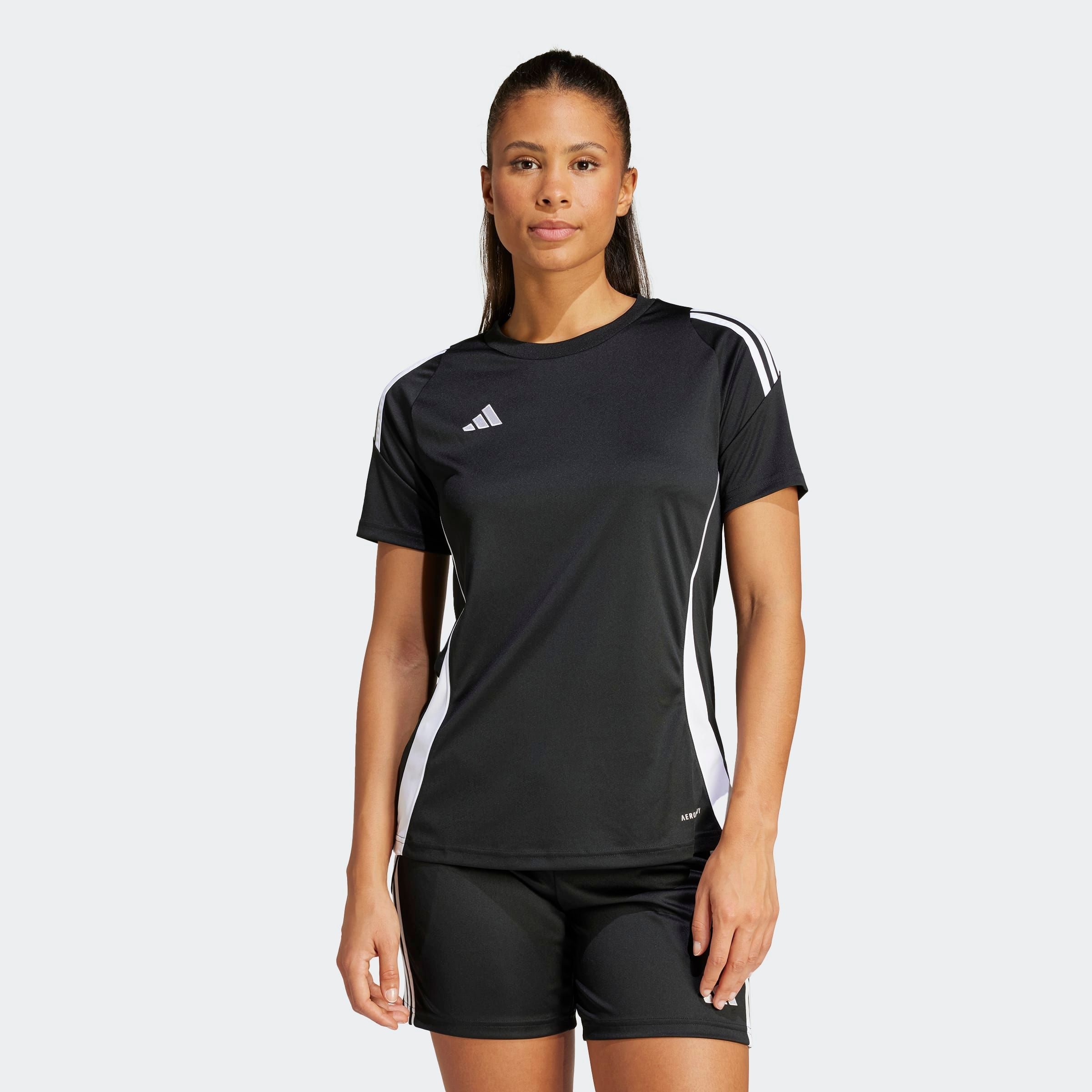 Fußballtrikot ADIDAS PERFORMANCE "TIRO24 JSYW", Damen, Gr. M, schwarz-weiß (schwarz, weiß), Obermaterial: 100% Polyester, Rundhals, Trikots Fußballtrikot