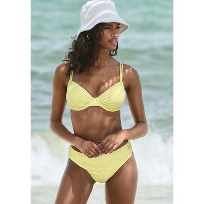Bügel-Bikini VENICE BEACH "Aria", Damen, Gr. 36, Cup F, gelb (zitrone), Polyamid, strukturiert, unifarben, Bikini-Sets, aus edler Strukturware Image