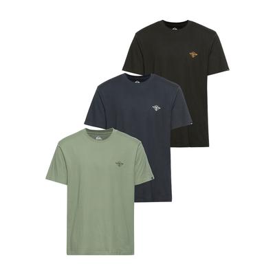 T-Shirt QUIKSILVER "DIAMONDS BEST SHORT SLEEVE TEE PACK3 YM" Gr. XXXL, blau (sea spray, bl) Herren Shirts Sport