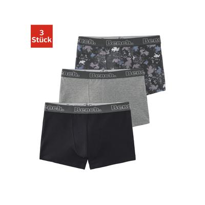 Boxer BENCH. "Boxershorts für Jungen", Kinder, Gr. 134/140, schwarz (schwarz, grau, gemustert), Jersey, Obermaterial: 92% Baumwolle, 8% Elasthan, unifarben, Unterhosen, uni und gemustert in einer Packung Image