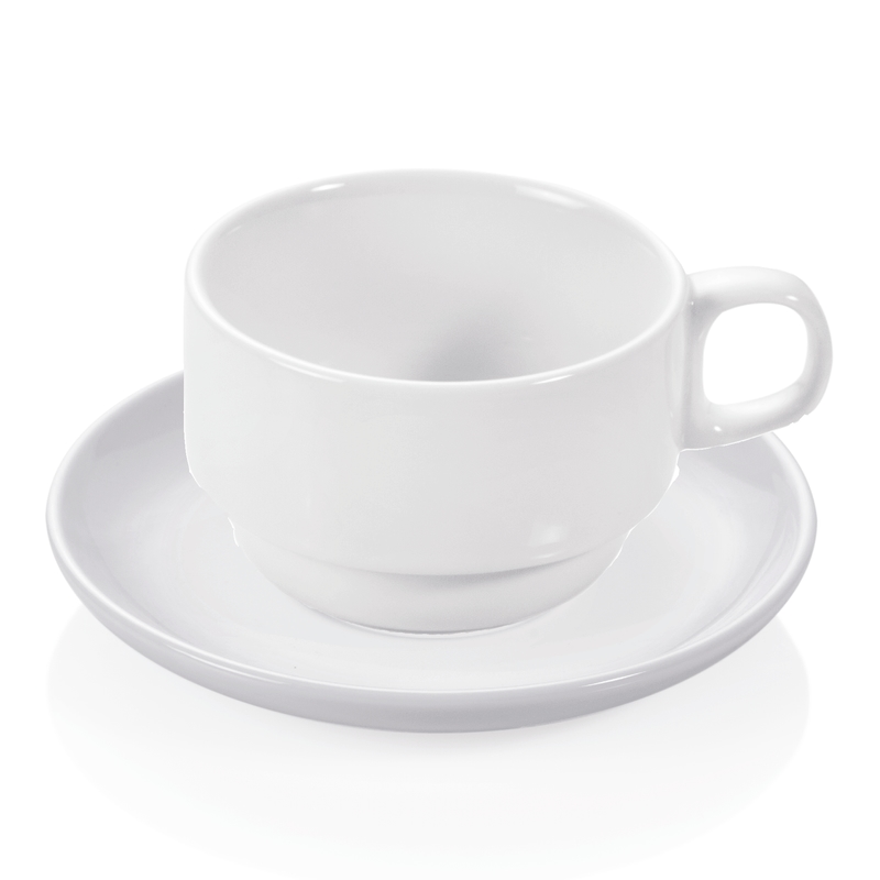 24x Tasse Obertasse + Untertasse 180 ml, weiß, Porzellan, Kaffeetasse Image