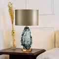 lampe de table led possini euro design lampe de chevet côtière 68cm de haut en céramique bleu vert tourbillon glaçure abat-jour ovale neutre pour salon chambre chevet