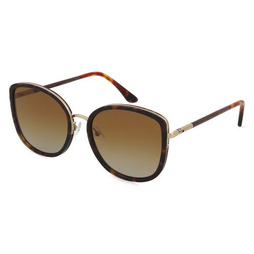 Woodfellas 11725 SHIFT Damen-Sonnenbrille Vollrand Cateye Holz-Gestell, braun