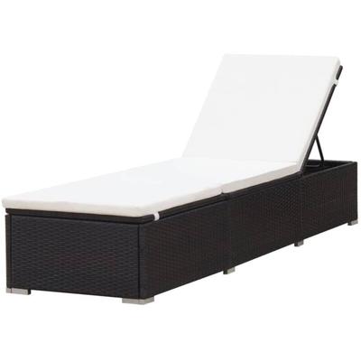 Vidaxl - Sonnenliege mit Auflage in Cremeweiß Poly-Rattan Braun Image
