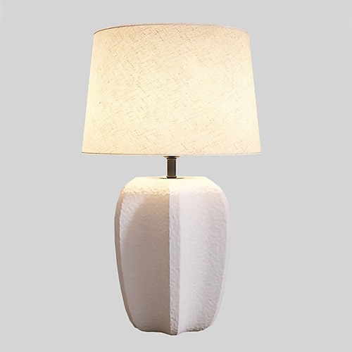 Nachttischlampe, Tischlampe, moderne Retro-Tischlampe aus Keramik, 1 Stück, mit beigem Stofftrommelschirm, Nachttischlampe für Nachttisch, Schlafzimmer, Wohnzimmer, Kinderzimmer, Studentenwohnheim, Image