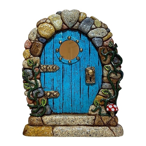 Mini-Feentür, handgefertigt, niedliches rosa Mausloch, Miniatur-Kunstdekor-Skulptur Image
