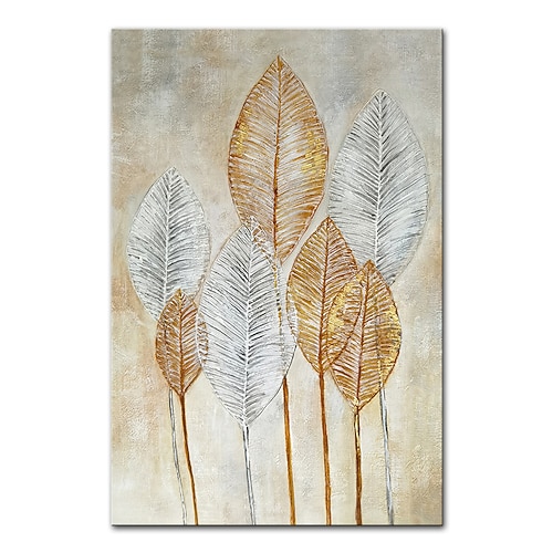 Mintura handgefertigte Blätter Ölgemälde auf Leinwand Wandkunst Dekoration modernes abstraktes Bild für Wohnkultur gerolltes rahmenloses ungedehntes Gemälde Image