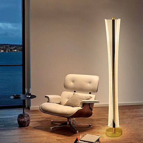 Moderne Acryl-Stehlampe, 47 Zoll, 59 Zoll, verschiedene Wellenpunkte, einfache Acryl-Stehlampe mit Schalterstecker für Schlafzimmer, Wohnzimmer, Arbeitszimmer, Büro, leerer Raum Image
