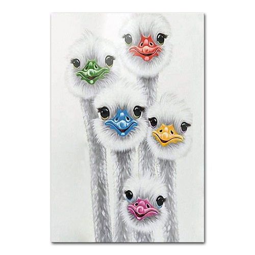 Mintura handgefertigtes Strauß-Aniamls-Ölgemälde auf Leinwand, Wandkunst, Dekoration, modernes abstraktes Bild für Wohnkultur, gerolltes, rahmenloses, ungedehntes Gemälde Image