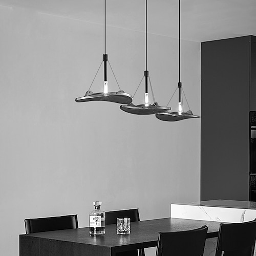 Moderne Pendelleuchte, moderne schwarze LED-Kronleuchter, Kücheninsel-Leuchte, 1/2/3 Köpfe, verstellbare hängende Pendelleuchte für Esszimmer, Wohnzimmer, Flur, 110–240 V Image