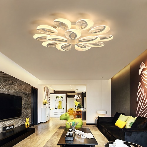 bubble acryl moderne dimmbare deckenleuchte led bündig einbau pfauenschwanz led deckenleuchte mit fernbedienung für wohnzimmer schlafzimmer esszimmer ac 110v 220v blumendesign Image