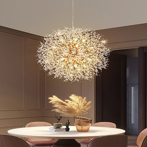 8/9/12 Köpfe LED Pendelleuchte Nordic Löwenzahn Kronleuchter Feuerwerk Kristalllampe künstlerisches Wohnzimmer Esszimmer Schlafzimmerlampe romantische Bekleidungsgeschäft Barlampe 15-22inch Image