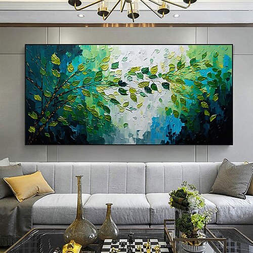 reines handgemaltes abstraktes Waldölgemälde, große Wandkunst, originale Strukturbaummalerei, minimalistische Kunst, individuelles Gemälde, moderne Wohnzimmerdekoration auf Leinwand, ungerahmt Image