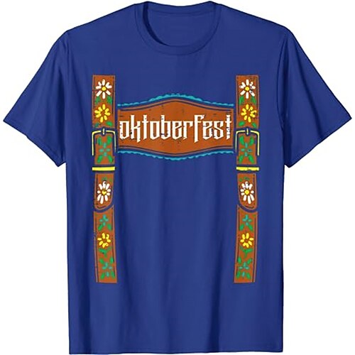 T-Shirt Lederhosen Anime 3D Bayerisch Streetstyle T-Shirt Ärmel Grafik für Herren Damen Erwachsene 3D-Druck für Oktoberfestbier Maskerade Urlaub Alltagstauglich Image