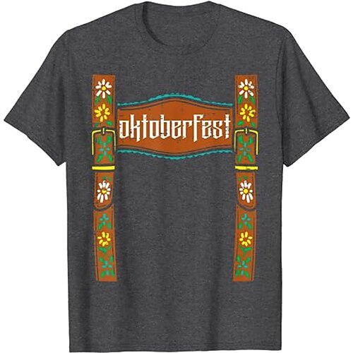 T-Shirt Lederhosen Anime 3D Bayerisch Streetstyle T-Shirt Ärmel Grafik für Herren Damen Erwachsene 3D-Druck für Oktoberfestbier Maskerade Urlaub Alltagstauglich Image