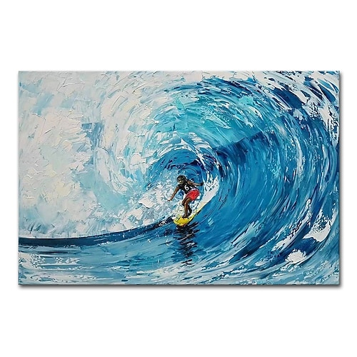 Mintura handgefertigte Surfer-Ölgemälde auf Leinwand, Wandkunst, Dekoration, modernes abstraktes Bild für Wohnkultur, gerolltes, rahmenloses, ungedehntes Gemälde Image