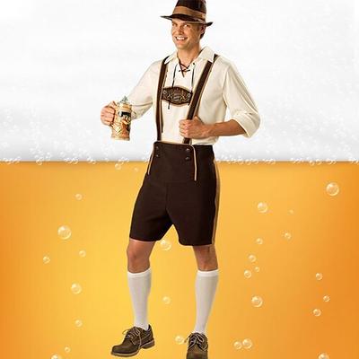 Oktoberfestbier Kostüm Bluse / Hemd Lederhosen Oktoberfest / Bier Bayerisch Bayerisch Deutsch Wiesn Herren Stoff im traditionellen Stil Bluse Shorts Image