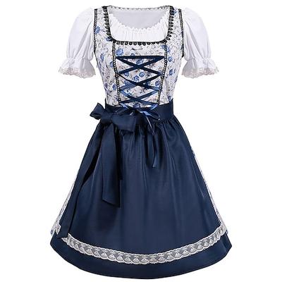 Halloween Karneval Oktoberfestbier Kostüm Kleid Cosplay Kostüm Dienstmädchenkostüm Cosplay Bayerisch Deutsch Wiesn Damen Stoff im traditionellen Stil Bluse Kleid Schürze Image