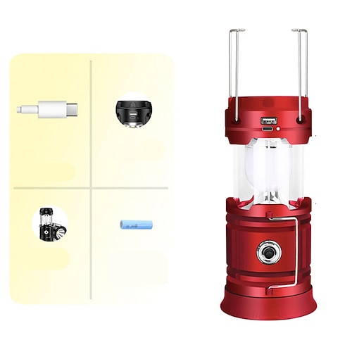 Solar-LED-Campinglaterne wasserdichte wiederaufladbare Zeltlampe tragbare Laternen Notbeleuchtung Marktlampe Energiesparlampe Image