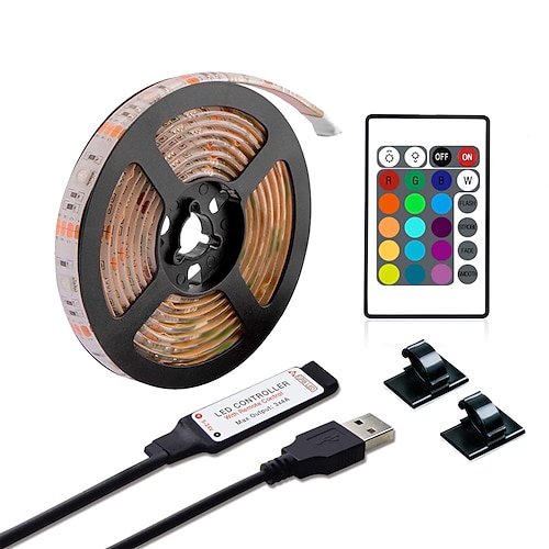 LED RGB-Farblichtleiste 1-4 Meter 14-95 Zoll TV-Hintergrundbeleuchtung inklusive 24-Tasten-IR-Controller PC-Display Schlafzimmer Spielzimmer Heimkino-Atmosphärenlicht Image
