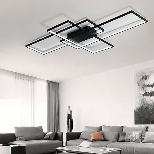 LED-Deckenleuchte quadratische Form geradliniges Design 90cm Einbauleuchten Aluminium modern zeitgenössisch lackiert Wohnzimmerleuchte 110-240v nur dimmbar mit Fernbedienung Image