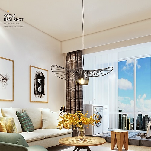 LED-Pendelleuchten Vintage-Hängelampe Fiberglas-Hut-Design 1-Licht einstellbar weiß/schwarz Küche Badezimmer dekorative Beleuchtung Leuchtmittel nicht im Lieferumfang enthalten Image