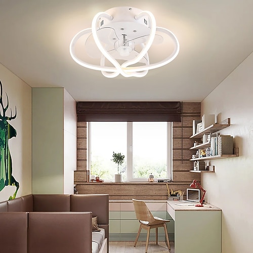 Deckenventilatoren mit Beleuchtung, dimmbar, mit Fernbedienung, Unterputz-Deckenventilator für den Innenbereich, 15,6 Zoll, Smart, 3 Farben, 6 Geschwindigkeiten, reversibel Image