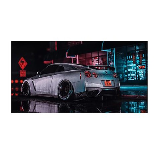 Auto-Wandkunstbild GTR R34 vs Supra-Fahrzeug, modernes Leinwandgemälde, Poster und Druck für Wohnzimmer, Schlafzimmer, Heimdekoration Image