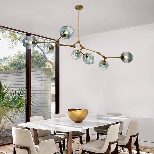 Multi Heads Magic Bean Kronleuchter warmes weißes Licht kreative Kunst moderne Wohnzimmerlampe heteromorph nordisch einfache Molekularglaskugel Esszimmer ac110v ac220v Image