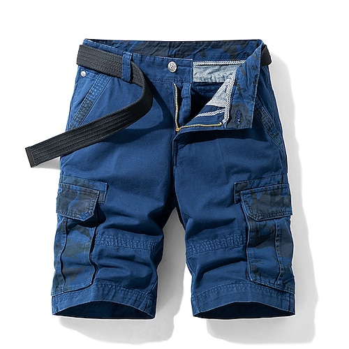 Herren Taktische Shorts Cargo-Shorts Shorts mit Camouflage-Muster Sommershorts Patchwork Einfarbig Tarnung Ripstop Atmungsaktiv Sport Outdoor Militär Armeegrün Blau Image