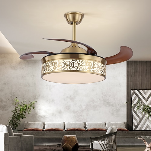 Deckenventilator mit Lichtkreis-Design-Appamp; Kristall-Fernbedienung, 50 cm, dimmbar, 6 Windgeschwindigkeiten, moderner Deckenventilator für Schlafzimmer, Wohnzimmer, kleines Zimmer, 110–240 V Image