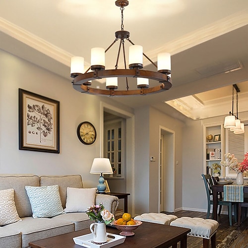 LED Pendelleuchte Kronleuchter 6/8 Köpfe Vintage-Stil Laterne Desgin Metall lackierte Oberflächen LED 110-120V 220-240V Image