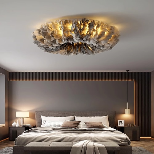 LED-Deckenleuchte, 60 cm, Feder-Schlafzimmer-Lampen, Ring-Feder-Lampe, Pendelleuchte, Schlafzimmer-Lampe, zum Aufhängen, moderne Mode, schicker Stil, Designer-Pendelleuchten für Wohnzimmer, Veranda, Image