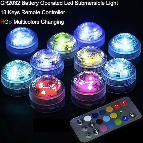 Mini-Tauch-LED-Leuchten RGB-Unterwasserkerzenlampe IP68 dimmbar für Aquarium Vase Teich Schwimmbad Gartenparty Badewanne mit Fernbedienung Image