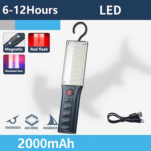 LED-Arbeitsleuchte, superhelle LED-Cob-Taschenlampe, wiederaufladbare Arbeitsleuchte mit Haken für Notfall-Nacht-Reparatur-Arbeitsbeleuchtung im Freien Image