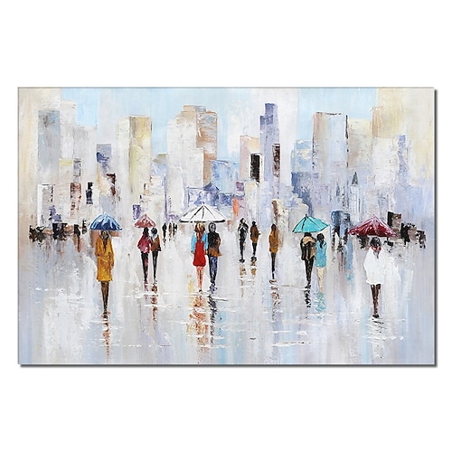 handgefertigtes handgemaltes Ölgemälde Wandkunst regnerische Liebhaber Heimdekoration Dekor gerollte Leinwand ohne Rahmen ungedehnt Image