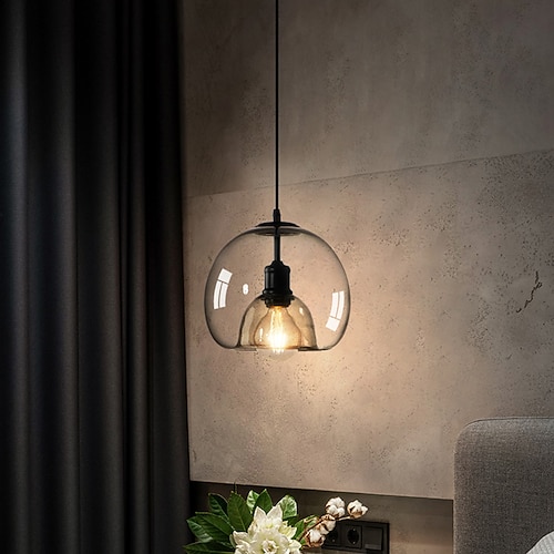 LED Pendelleuchte moderne Glas Kücheninsel Licht 23 cm Vintage Metall geschichtet geometrisch grau lackiert Land Wohnzimmer Schlafzimmer Esszimmer Küche Lichter Image