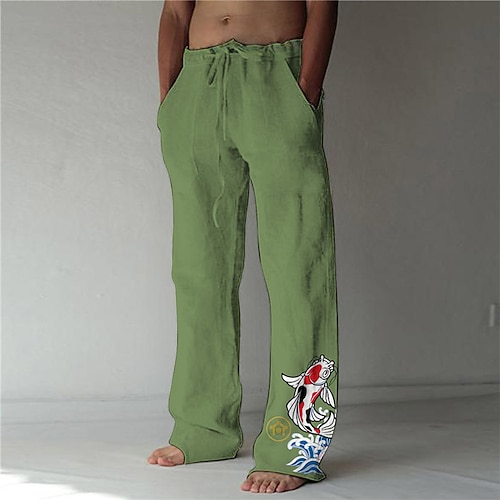 Herren Tier Grafik-Drucke Sprühen Hose Hosen Sommerhosen Strandhose Mittlere Taillenlinie Modisch Strassenmode Designer Casual Täglich Für die Ferien Elastisches Kordelzugdesign Vordertasche Frühling Image