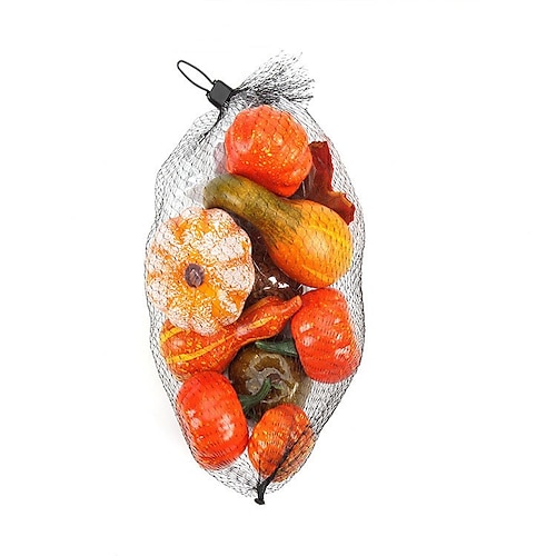 1-teiliges Set aus künstlichen Kürbissen für Erntedankfest, künstliche Kürbisse, Heimdekorationsset, verschiedene künstliche Herbsterntekürbisse, Mini-Herbsterntekürbisse für Halloween, Erntedankfest, Image