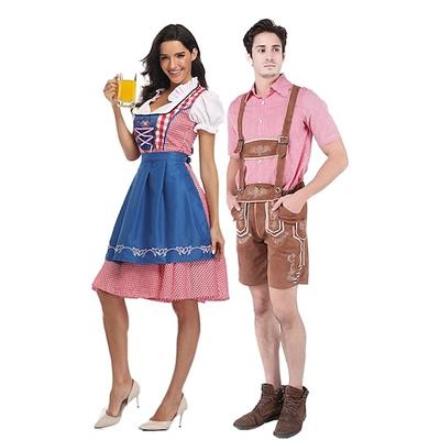 Paare Oktoberfest Bier Kostüm Bluse Hemd Dirndl Kleid Lederhosen Bayerisches Paar Oktoberfest Paar Deutsch München Wiesn Herren Damen Trachtenrock Oberteil Schürze Halloween Karneval Image