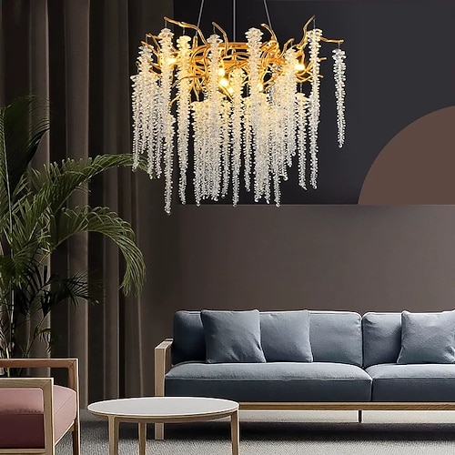 60 cm Pendellaterne Design-Kronleuchter LED-Pendelleuchte Kristallaluminium lackierte Oberflächen modern Image