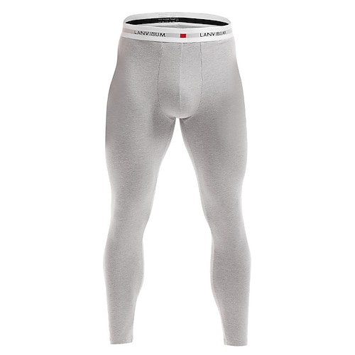 Herren Lange Unterhosen Thermounterwäsche Thermohose Einfarbig Basic Einfach Heim Täglich Elasthan Warm Atmungsaktiv Lange Hose Hose Elastische Taille Winter Herbst Schwarz Grau Image