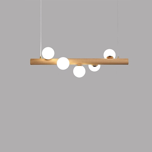 80 cm geometrische Form Pendelleuchte LED Holz künstlerischer Stil Vintage-Stil zeitgenössisch 220-240V Image