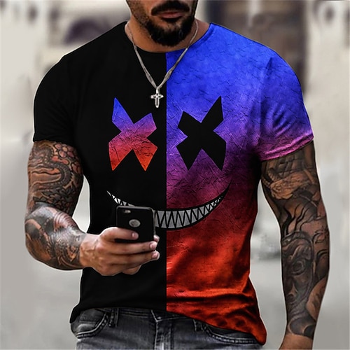 Herren Übergröße T Shirt Groß und hoch Graphic Rundhalsausschnitt Kurzarm Sommer Designer Basic Brautkleider schlicht Schmaler Schnitt Casual Täglich Oberteile Image