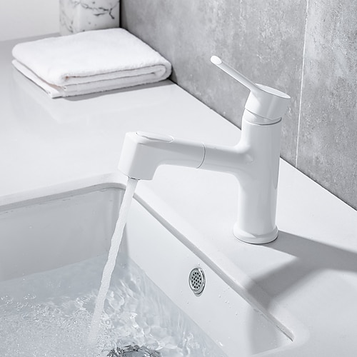 Waschbecken Wasserhahn - Ausziehbare Galvanisierung Mittellage Einhand Ein LochBath Taps Image