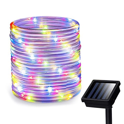 Solar Lichterketten Außen Wasserdicht Rohrlicht mit 100 LED 35.7 Fuß 8 Modi Kupferdraht Feenlichter für Gartenzaun Patio Hof Party Hochzeit Hall Image