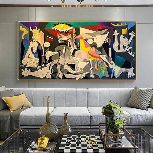 Guernica von Picasso, Ölgemälde, Reproduktionen, berühmte Wandkunst, Leinwand, Picasso-Bilder, Heimwanddekoration, Dekor, gerollte Leinwand, ohne Rahmen, ungedehnt Image