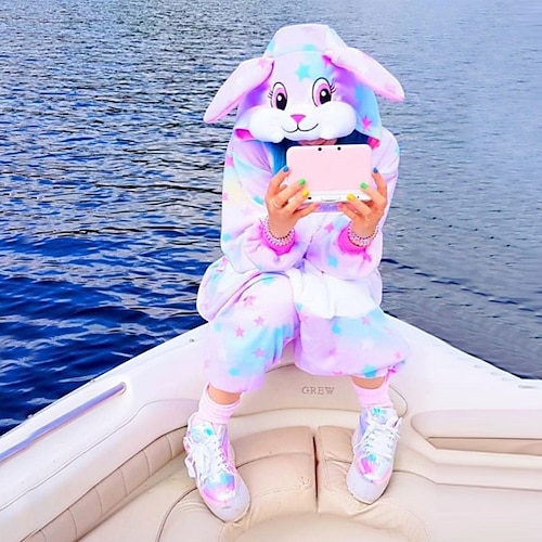 Karneval Charakter Nachtwäsche Onesie-Kostüm Karnevalskostüm Einhorn Hund Pyjamas-Einteiler Kigurumi-Pyjamas Lustiges Kostüm Für Erwachsene Männer und Frauen Karneval Karikatur Image