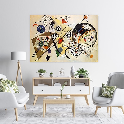 Handgefertigtes Ölgemälde auf Leinwand, Wandkunst, Dekoration, Kandinsky-Stil, abstrakt für Wohnkultur, gerollt, rahmenlos, ungedehnt Image